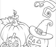 Coloriage Citrouille r&eacute;unies Halloween pour petit