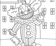 Coloriage Clown adorable dans la ville pour Halloween