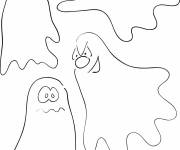 Coloriage Des fant&ocirc;mes facile pour la fete Halloween