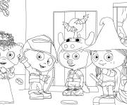 Coloriage Enfants de cartoon en costumes d'halloween
