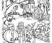 Coloriage Enfants en vampires Halloween pour petit