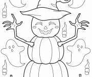 Coloriage &Eacute;pouvantail sortant de citrouille d'Halloween