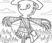 Coloriage &Eacute;pouvantail souriant avec bouton pour Halloween