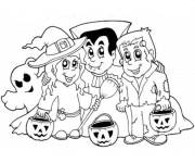 Coloriage Famille des monstres Halloween pour petit