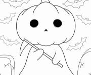 Coloriage Fant&ocirc;me Kawaii pour la f&ecirc;te des monstres