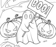 Coloriage Fant&ocirc;me marrant d'Halloween dans le cimeti&egrave;re
