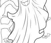 Coloriage Fant&ocirc;me rigolo la nuit d'Halloween