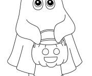 Coloriage Fille en d&eacute;guisement de fantome pour Halloween