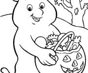 Coloriage Ghost et bonbon pour Halloween