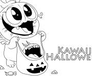 Coloriage Halloween pour petit kawaii