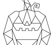 Coloriage Heureuse citrouille g&eacute;om&eacute;trique d'octobre