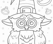 Coloriage Hibou kawaii pour la f&ecirc;te de 31 Octobre