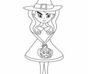 Coloriage Jeune sorci&egrave;re pour la fete de 31 Octobre