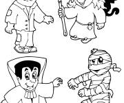 Coloriage Les monstres d'Halloween pour petit