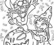 Coloriage Lilo et Stitch Halloween pour enfants