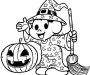 Coloriage Magicien adorable Halloween pour petit