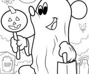 Coloriage Mickey Mouse Fant&ocirc;me Halloween pour petit