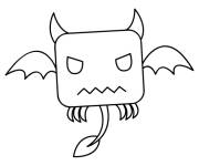 Coloriage Monstre de Halloween avec des cornes en volant
