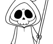 Coloriage Mort squelette de Halloween pour l petits enfants