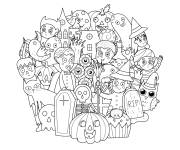 Coloriage Personnages mignons Halloween pour petit