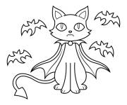 Coloriage Petit chat mignon en costume de chauve souris cp