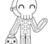 Coloriage Petit garcon en costume de squelette trick or treat