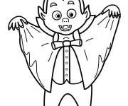 Coloriage Petit gar&ccedil;on en costume de vampire pour Halloween