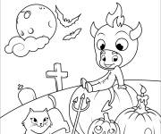 Coloriage Petit garcon en uniforme de monstre Halloween