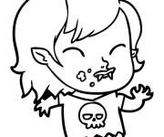 Coloriage Petit garcon rigolo en costume de Vampire