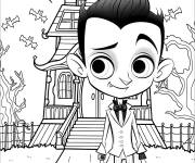 Coloriage Petit vampire devant son ch&acirc;teau pour la f&ecirc;te de 31 Octobre