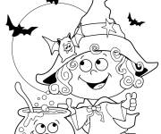 Coloriage Petite sorci&egrave;re mignonne pr&eacute;pare la potion magique