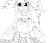 Coloriage Princesse porte le chapeau de la sorci&egrave;re