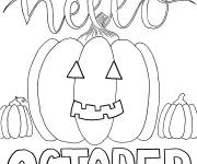Coloriage Salut Octobre le mois d'Halloween