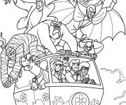 Coloriage Scooby-Doo poursuivi par un monstre