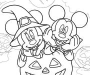 Coloriage Sorcier Mickey et Minnie Mouse Halloween pour petit