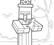 Coloriage Sorci&egrave;re Minecraft pour Halloween