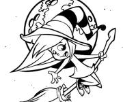 Coloriage Sorci&egrave;re sur son balai imprimable