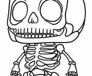 Coloriage Squelette Chibi Halloween pour les enfants d'&acirc;ge pr&eacute;scolaire