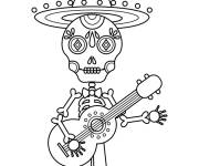 Coloriage Squelette du jour des morts Halloween pour petit