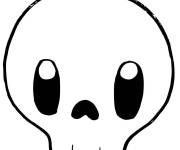 Coloriage T&ecirc;te de mort halloween simple pour petit
