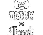 Coloriage Trick or treat avec citrouille  et balai