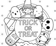 Coloriage Trick or treat Halloween pour petit