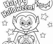 Coloriage Vampire enfant avec motifs en &eacute;toiles Halloween