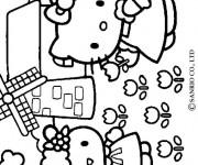 Coloriage Hello Kitty à La Campagne