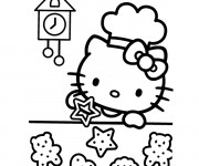 Coloriage Hello Kitty fait des Biscuits