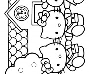 Coloriage Hello Kitty s'amuse avec ses amies