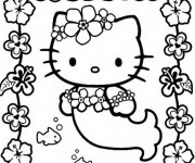 Coloriage Hello Kitty sirène décoratif