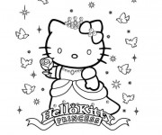 Coloriage Princesse Hello Kitty dans le ciel