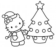 Coloriage et dessins gratuit Hello Kitty en Noel à imprimer