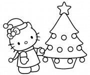 Coloriage Hello Kitty en Noel